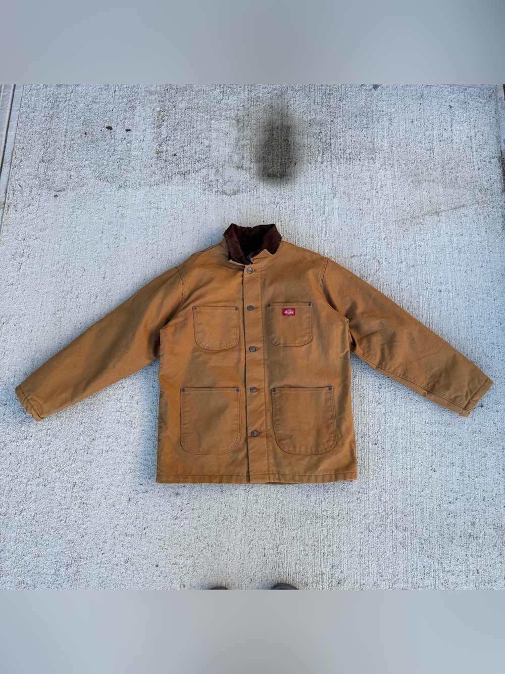 Vintage Dickies Blanket Lined Faded Distressed Brown Chore Jacket Barn Coat Med
